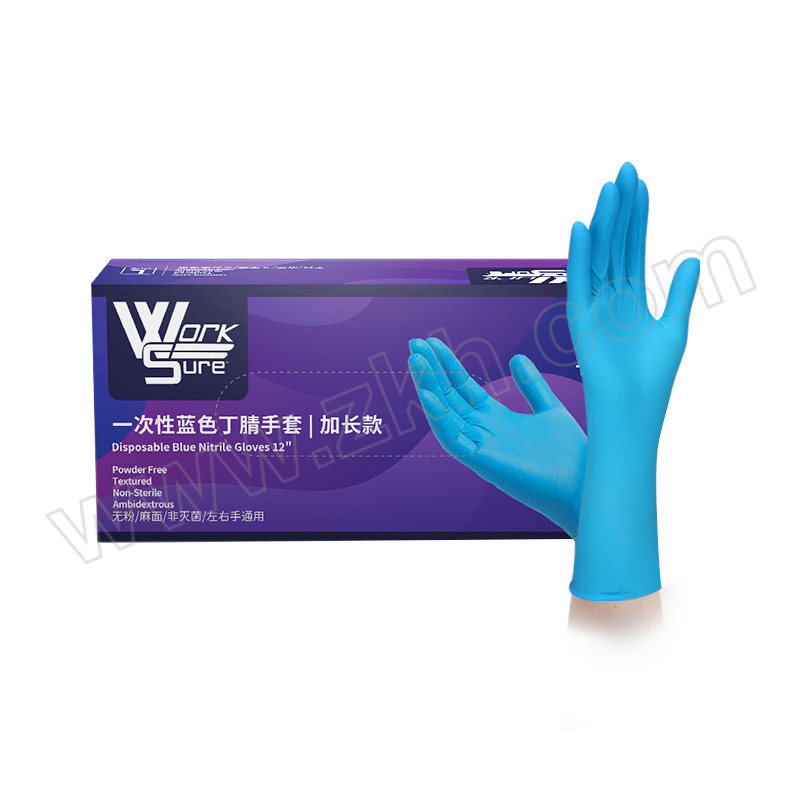 AMMEX/爱马斯 加长款一次性蓝色丁腈手套 WSBNL46100 L 约29cm 1盒