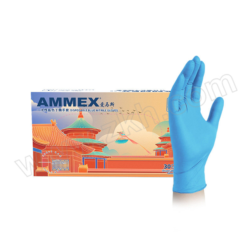 AMMEX/爱马斯 一次性蓝色丁腈手套 ONF4230 S 1盒