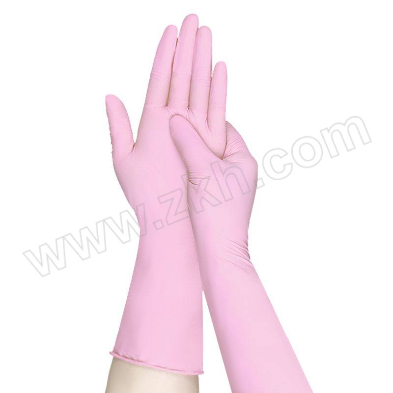 BANGSHOUSHI/帮手仕 12"加长加厚耐用型丁腈手套 H-75030 L 粉色 30只 1包