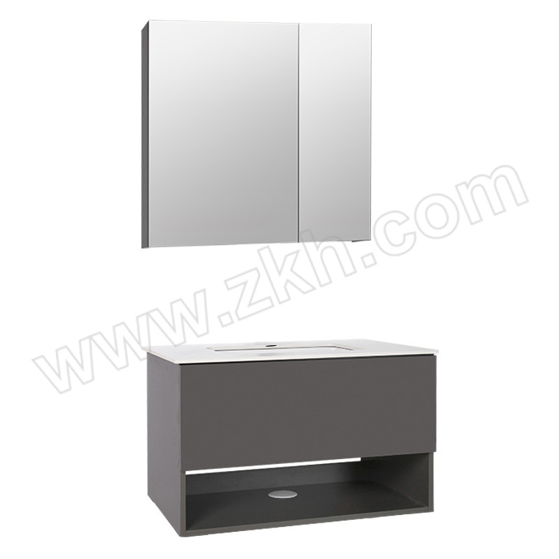 AMERICAN STANDARD/美标 实木浴室柜镜柜组合80cm(摩登灰色) ASAF09800-S61 台面尺寸800×540mm 主柜尺寸780×530×480mm 镜柜尺寸700×120×750mm 1套