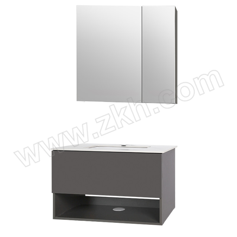 AMERICAN STANDARD/美标 实木浴室柜镜柜组合80cm(摩登灰色) ASAF09800-S61 台面尺寸800×540mm 主柜尺寸780×530×480mm 镜柜尺寸700×120×750mm 1套