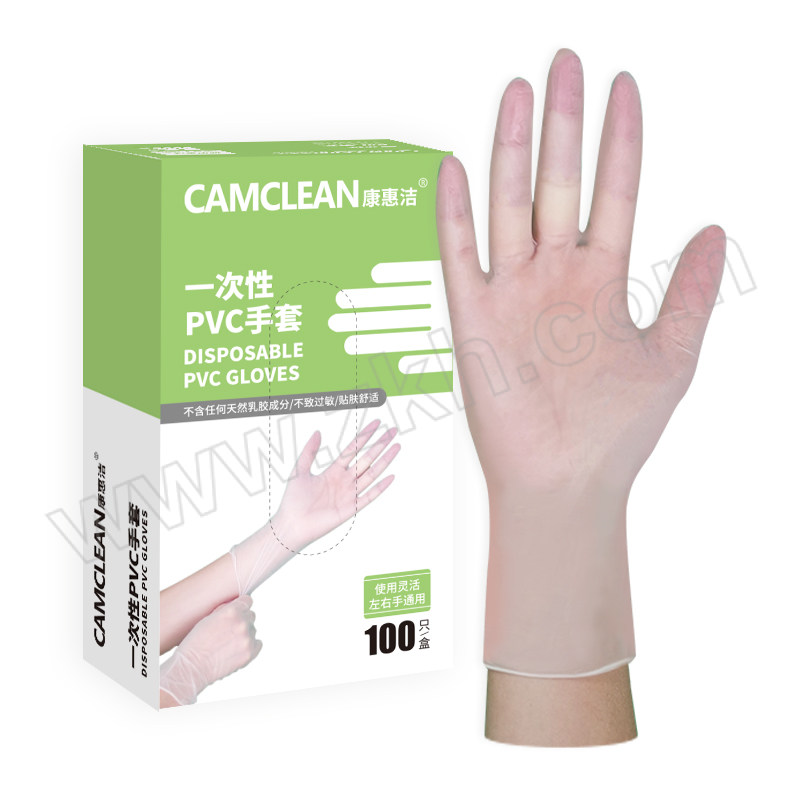 CAMCLEAN/康惠.洁 9"一次性PVC手套 S 透明白 100只 1盒