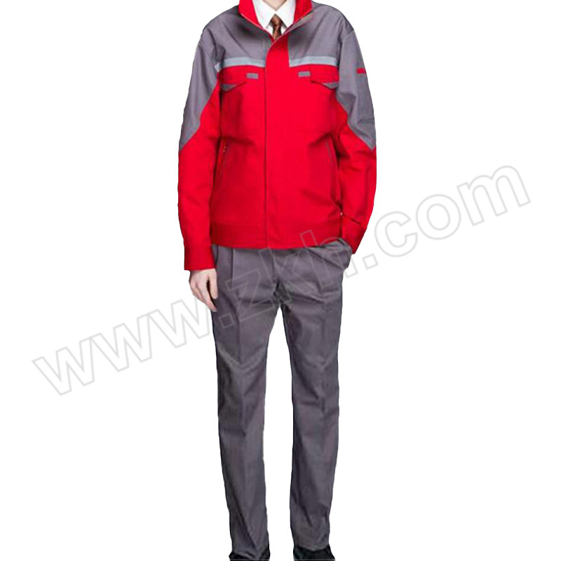 ALINIU/阿力牛 长袖劳保服套装 AGF584 3XL 红色+灰色 含上衣×1+裤子×1 1套