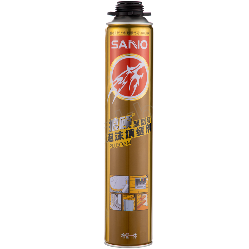 SANO/三和 狼顾聚氨酯泡沫填缝剂枪管一体960mL SANO-LGFPJ-01 730g 1罐