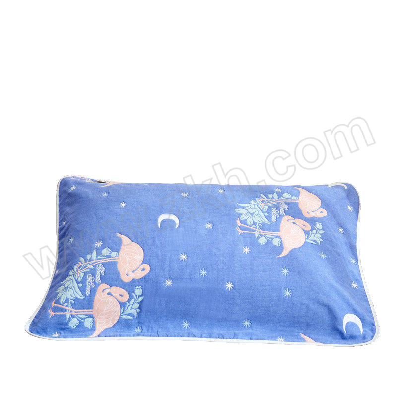 YIXUAN/逸轩 全棉六层纱布枕巾 PR2023122531 循环小花-悠悠鸟兰50cm×80cm 1对