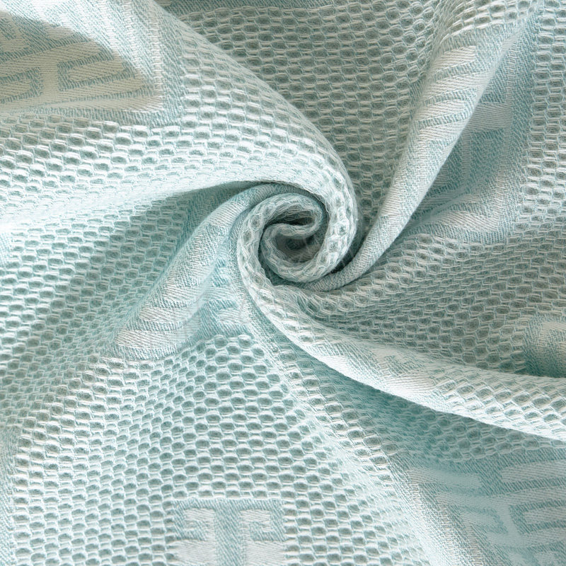 YIXUAN/逸轩 全棉纱布蜂窝枕巾 PR2023122717 魔方印水绿 52×78cm 1对
