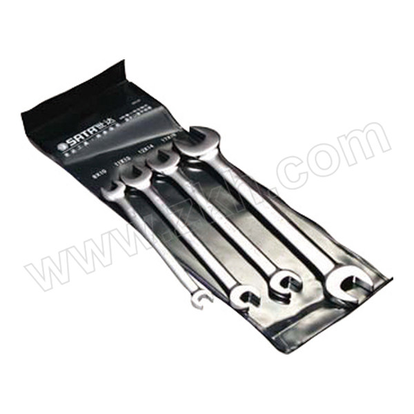 SATA/世达 公制全抛光双开口扳手组套(挂袋) SATA-09530 4件 8-19mm232323 1套