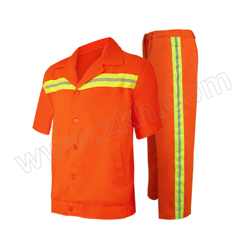 ZHELJ/浙蓝鲸 夏季环卫反光短袖套装 ZLJ-FGGZ-521 M 橘红色 含上衣×1+裤子×6 1套