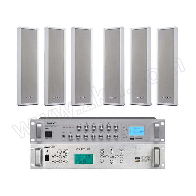 SHILE/狮乐 户外扩声系统 DV-300+F-603+DV-60 定压功放×1 定时播放器×1 室外防水音柱×6 1套