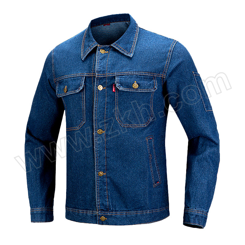 ZHELJ/浙蓝鲸 牛仔抗火星电焊服纽扣款 ZLJ-GZFTZ-636 S/160 蓝色 春秋上衣 1件
