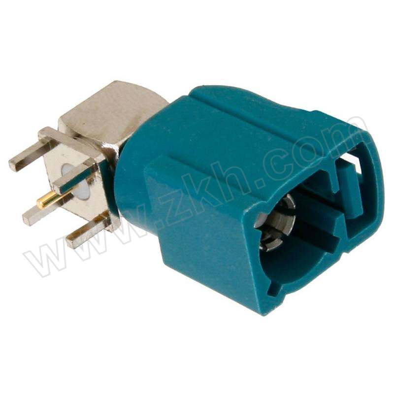 PASTERNACK/美国PE 射频连接器 PE44650Z FAKRA 母头直角弯头连接器 焊接式 适用穿孔 PCB 水蓝色 1个