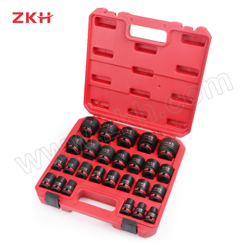 ZKH/震坤行 26件1/2"系列标准六角风动套筒组套 IS197 10mm,11mm,12mm,13mm,14mm,15mm,16mm,17mm,18mm,19mm,20mm,21mm,22mm,23mm,24mm,25mm,26mm,27mm,28mm,29mm,30mm,32mm,33mm,34mm,35mm,36mm 1套