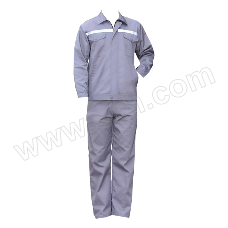 ZHELJ/浙蓝鲸 春秋款长袖反光条工作服套装 ZLJ-TZ-670 L/170码 灰色 涤纶 上衣×1+裤子×1 1套