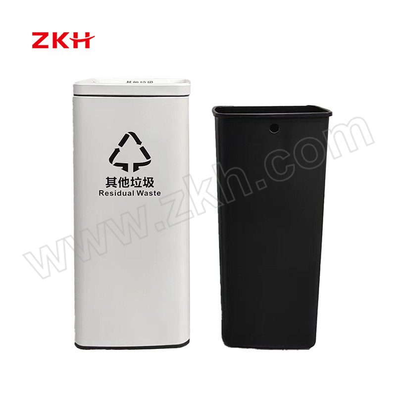 ZKH/震坤行 直投不锈钢垃圾桶 ZKH-112 外桶201不锈钢 内桶塑料 30×25×69cm 约30L 桶身厚度0.6mm 内桶22×28×62cm 1个