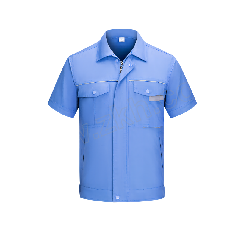 TOPRUI/拓普瑞 夏季全棉细斜纹短袖工作服上衣 F6 195码 浅中兰色 1件