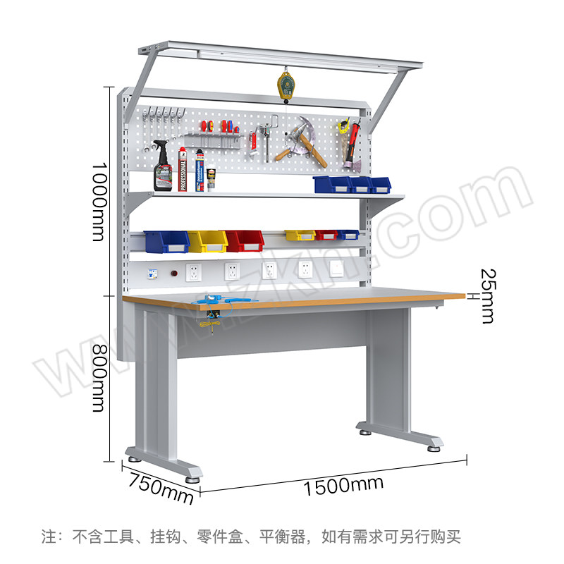 ERMAI/尔迈 防静电工作台带挂板 EM-KJDT-49 1500×750×800+1000mm 石墨烯台面 1台