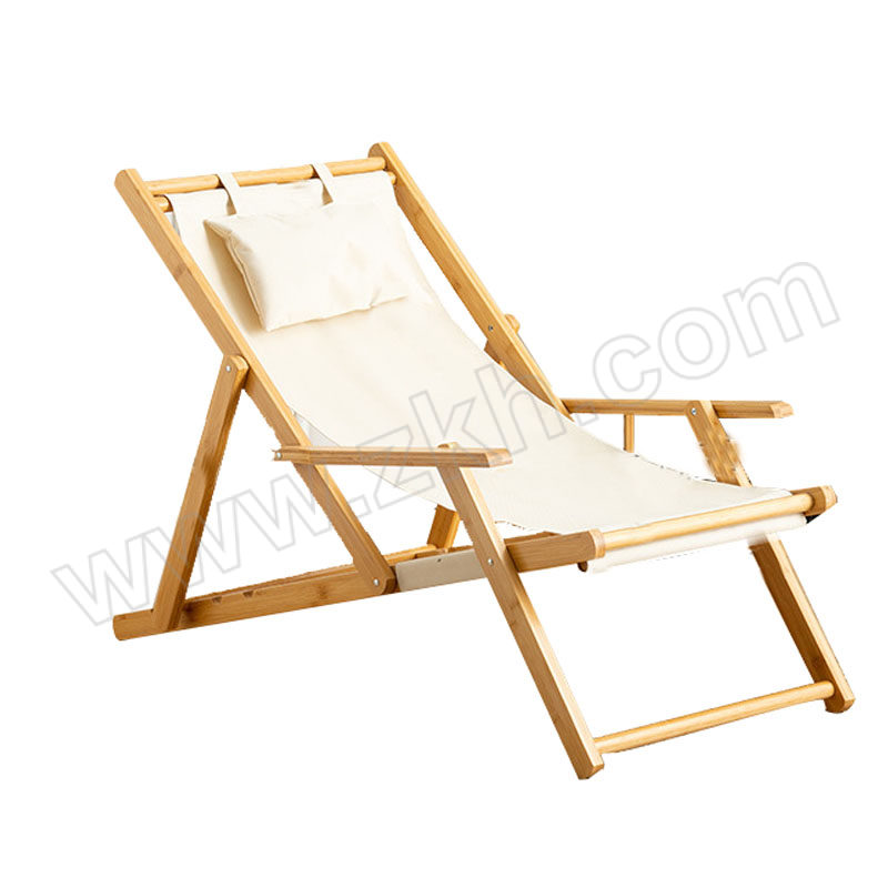 JZSB/京洲实邦 可调节沙滩布艺折叠椅 JZSB-ZDY-106 原色沙滩椅米白50×108×87cm 1个