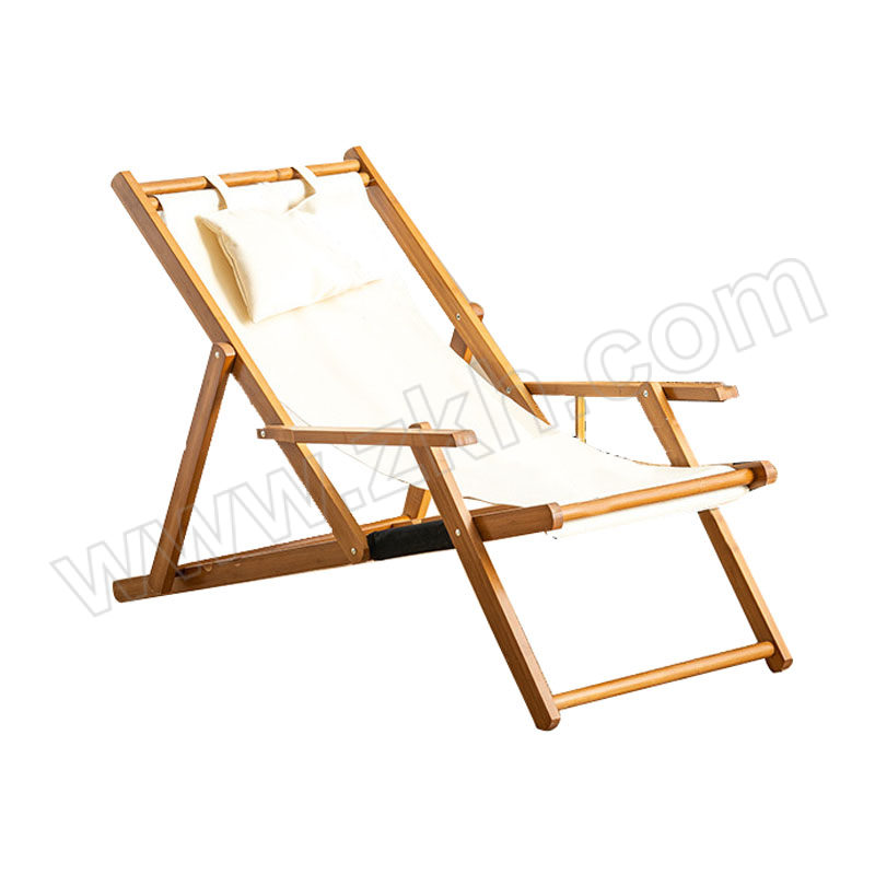 JZSB/京洲实邦 可调节沙滩布艺折叠椅 JZSB-ZDY-106 茶色沙滩椅米白50×108×87cm 1个