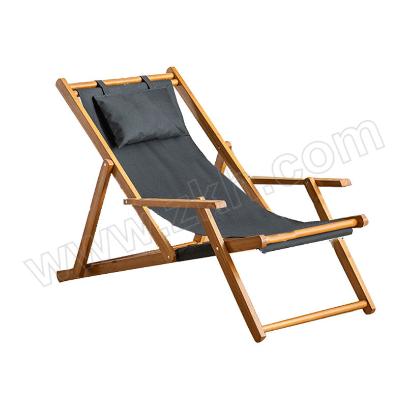 JZSB/京洲实邦 可调节沙滩布艺折叠椅 JZSB-ZDY-106 茶色沙滩椅黑色50×108×87cm 1个