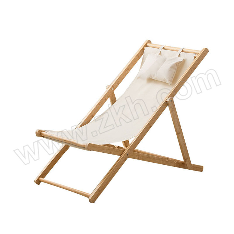 JZSB/京洲实邦 可调节沙滩布艺折叠椅 JZSB-ZDY-106 原色简易沙滩椅白色50×108×87cm 1个