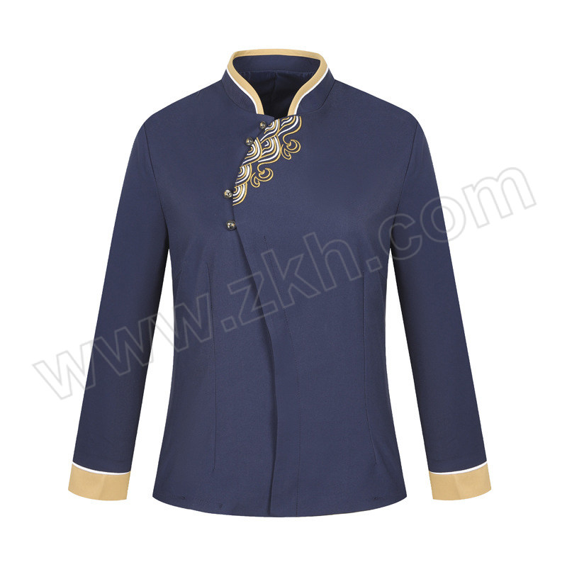 ZHELJ/浙蓝鲸 中式饭店前厅上衣女士深蓝色 ZLJ-FWYZF-856 XL 1件