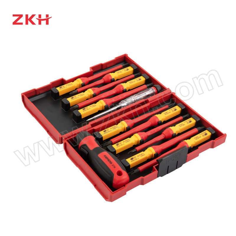ZKH/震坤行 13件套可换头绝缘螺丝批组套 ZKH-20485 塑料盒包装 联名品牌KENDO  13件 1套