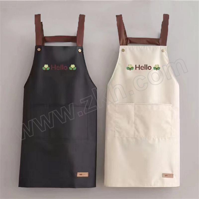 COFLYEE/柯汇 防水围裙 防水背带皮标黑色+米色 Hello图案+常规款 均码 黑色×1+米色×1 1套
