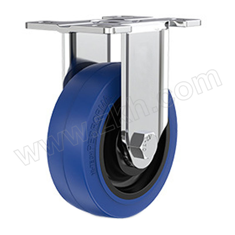 XWH/希万辉 中型蓝色橡胶轮 XWH-JL-129 4"定向轮(固定轮)蓝色轮子 安装高度130mm 轮径100mm 轮宽32mm 载重120kg 1个