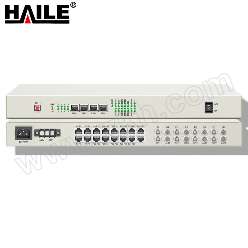 HAILE/海乐 PCM综合业务光端机 HN-8E1-4Q16L14C-FC120 8E1+4物理隔离网+16路电话+14磁石 单纤FC120公里 1对