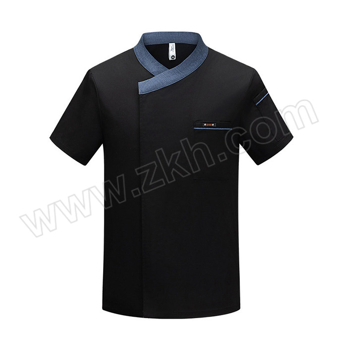 ANQIAOXIANG/安巧象 夏季高档餐饮透气厨师服短袖 X042401 2XL 黑色 1件