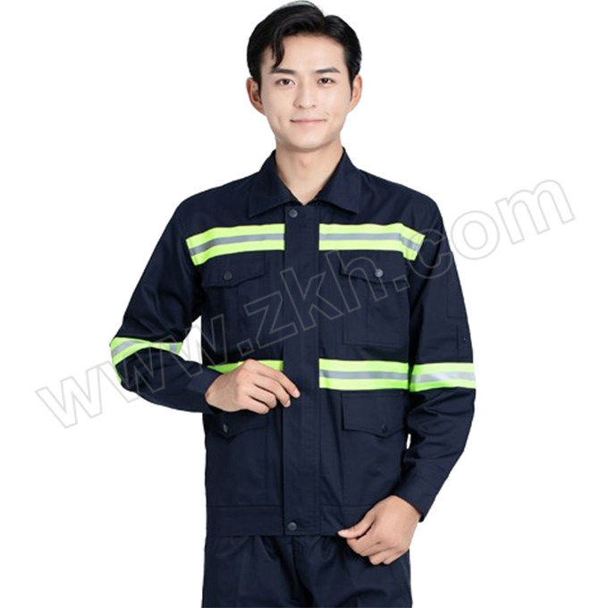 ANQIAOXIANG/安巧象 春秋带反光条工作服套装 LW8016 170 藏蓝色 长袖上衣×1+裤子×1 1套
