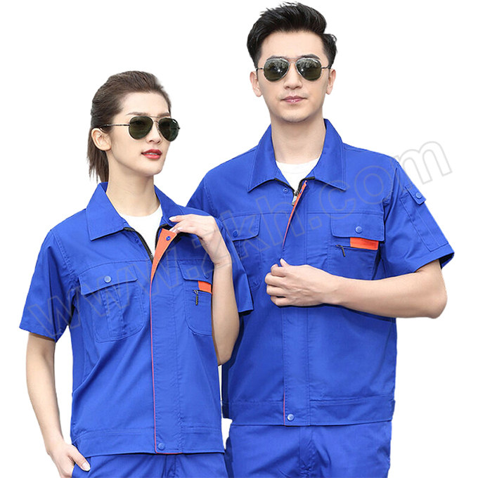 ANQIAOXIANG/安巧象 夏季短袖工作服套装 X050801 M 宝蓝色上衣×1+裤子×1 1套