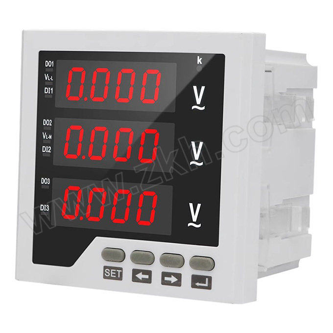 SLD/索隆达 数显三相电压表 SLD-3AV7Y 面框80*80mm/开孔76*76mm电压表+加变送(模拟量输出)0/4~20mA AC220V LCD屏显示 1只