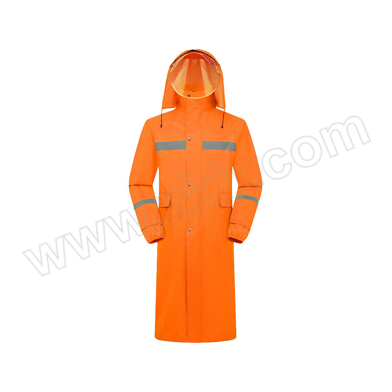 FEINAISHENG/沸耐笙 反光条连体长款雨衣 STFH-0039 3XL 橘红色 双层(升级款) 1件