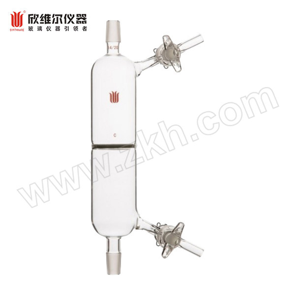 SYNTHWARE/欣维尔 具砂板过滤管 F351440C 砂芯直径40mm 孔隙规格G2 磨口14/20 2个玻璃节门 1个