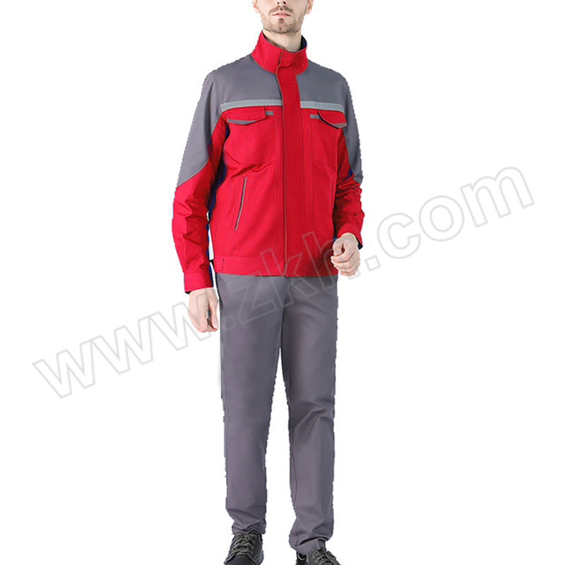 ALINIU/阿力牛 反光长袖劳保服套装 AST126 4XL 含红色上衣×1+灰色裤子×1 1套