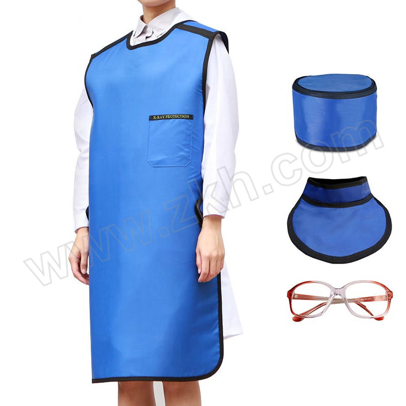 ALINIU/阿力牛 铅衣防护服防辐射服 AST127-3 均码 蓝色 铅围裙+铅帽+铅围领+铅眼镜 0.5当量 1套