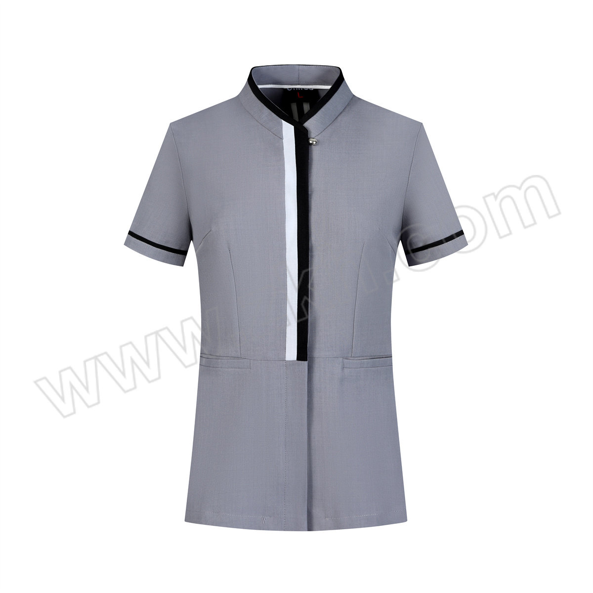QIANYIYANG/千以扬 V领双色短袖保洁服 VLMJSS 灰色 2XL 1件