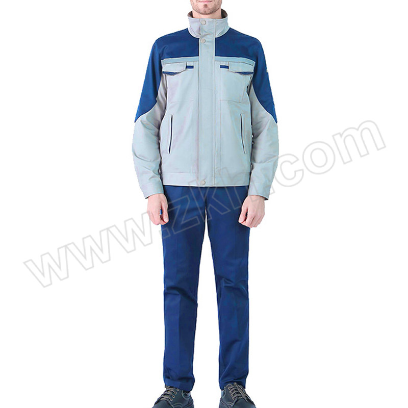JIUZHEN/久臻 耐磨透气反光工作服 ZST442 3XL 浅灰色+紫蓝色 1套