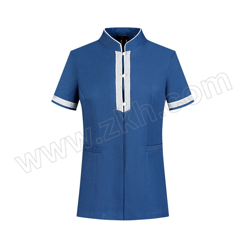 QIANYIYANG/千以扬 男女款织带门襟保洁服 XZD 蓝色 5XL 1件