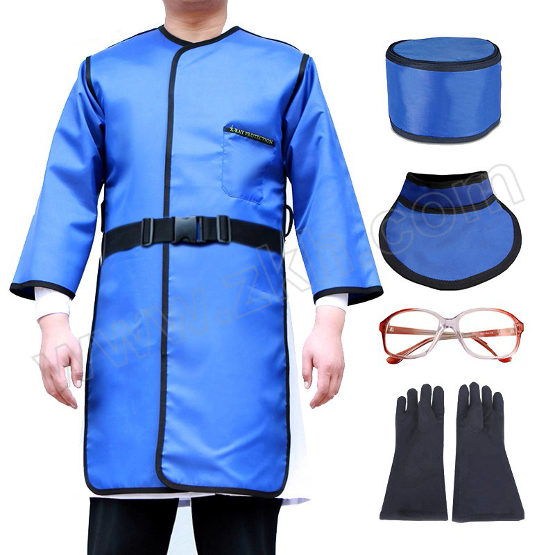 ALINIU/阿力牛 长袖铅衣X射线防辐射服 AST131-23 均码 蓝色 单面防护服+围领+铅帽+眼镜+手套 0.35当量 1套