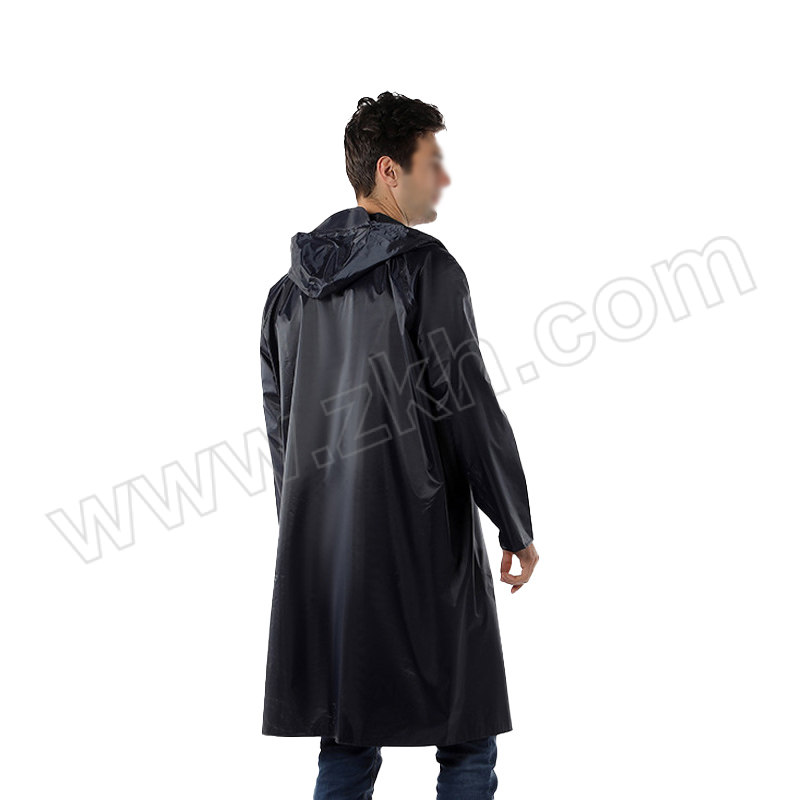 FEINAISHENG/沸耐笙 涤纶PVC/170T/25S连体大衣式雨衣 STFH-0489 均码 黑色 1件