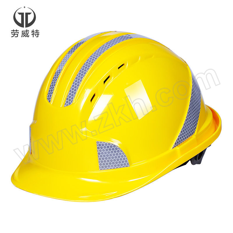 LAOWEITE/劳威特 L002豪华型ABS反光条安全帽 LF002002 黄色 旋钮式帽衬 针织布吸汗带 Y型帽带 1顶