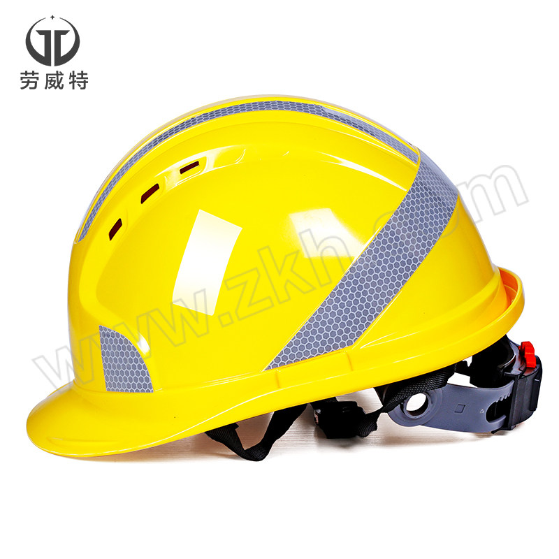 LAOWEITE/劳威特 L002豪华型ABS反光条安全帽 LF002002 黄色 旋钮式帽衬 针织布吸汗带 Y型帽带 1顶