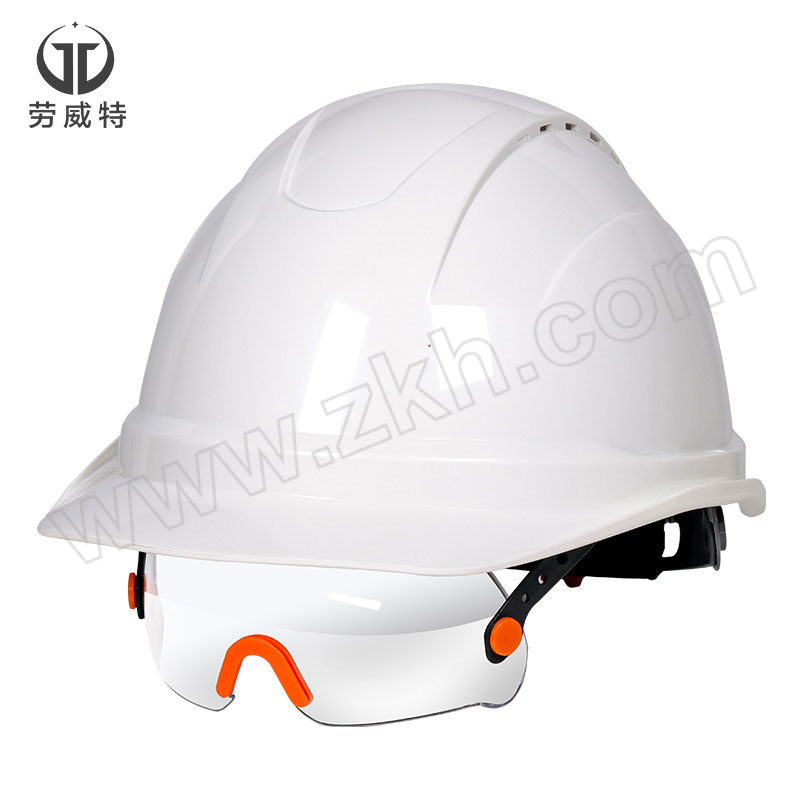 LAOWEITE/劳威特 L003豪华型护目镜安全帽 LH003001 白色 旋钮式帽衬 针织布吸汗带 Y型帽带 1顶