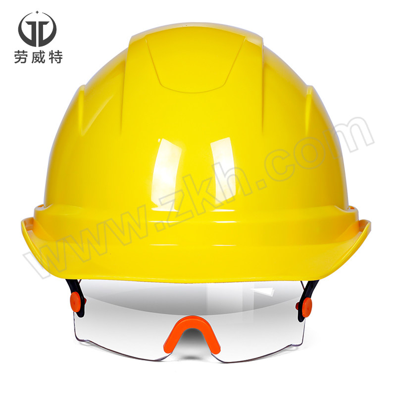 LAOWEITE/劳威特 L003豪华型护目镜安全帽 LH003002 黄色 旋钮式帽衬 针织布吸汗带 Y型帽带 1顶