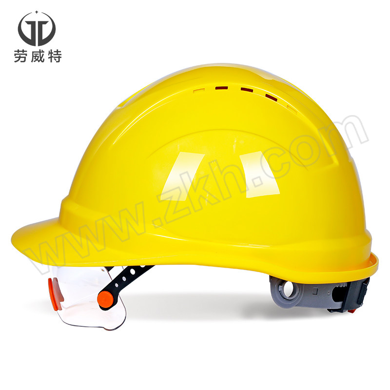 LAOWEITE/劳威特 L003豪华型护目镜安全帽 LH003002 黄色 旋钮式帽衬 针织布吸汗带 Y型帽带 1顶