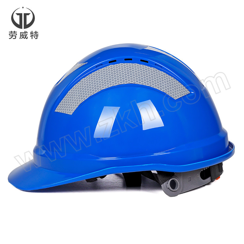 LAOWEITE/劳威特 L003豪华型反光条安全帽 LF003004 蓝色 旋钮式帽衬 针织布吸汗带 Y型帽带 1顶