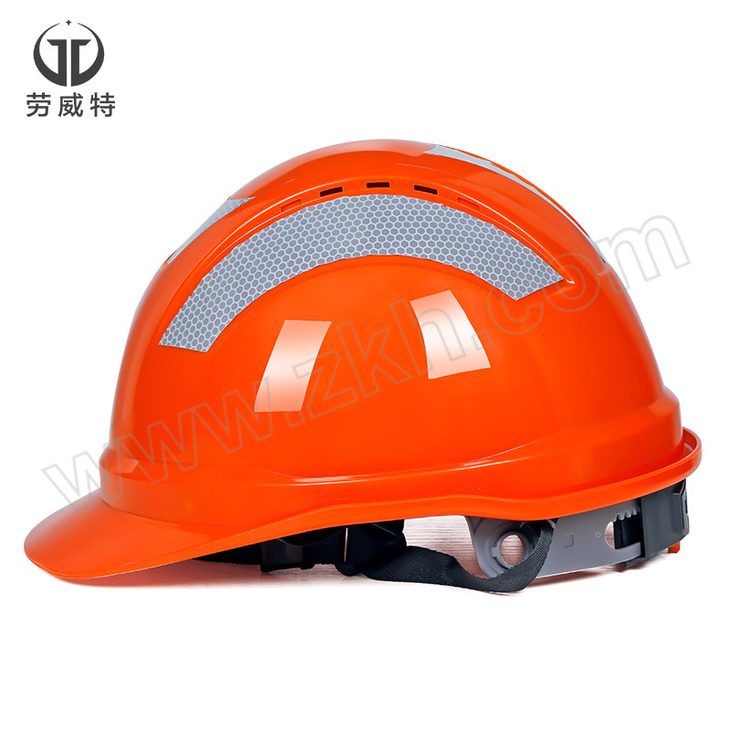 LAOWEITE/劳威特 L003豪华型反光条安全帽 LF003005 橙色 旋钮式帽衬 针织布吸汗带 Y型帽带 1顶