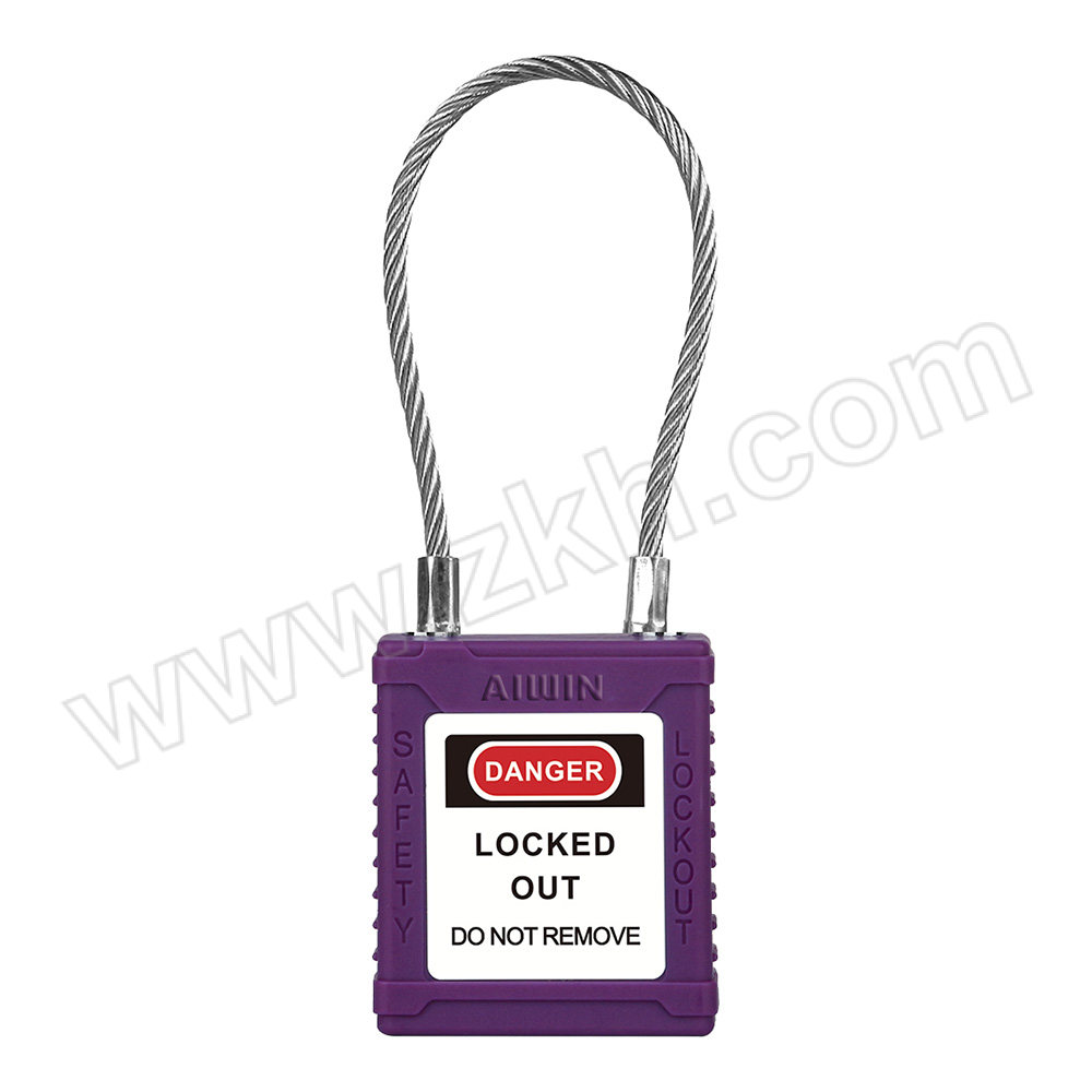 AIWIN 缆绳塑料挂锁 PLC150VKA 缆绳总长150mm 紫色 同花 1把